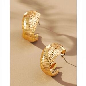 Textured Leaf Hoop Earrings